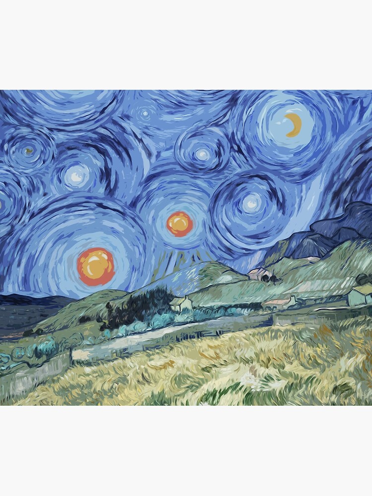 Disover Van Gogh Starry Night Mountains Houses Fields Shower Curtain