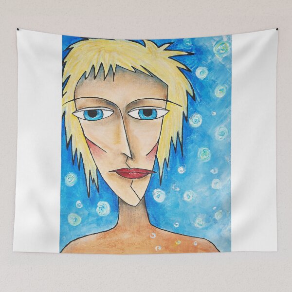 Item preview, Abstract female portrait Blue Harmony designed and sold by ZoJovArt.