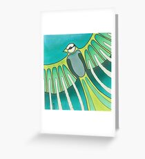 green feathered Greeting Card