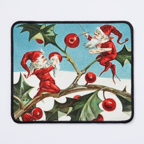 Item preview, Vintage Elves Dressed In Red Polishing Holly Berries.  designed and sold by lduke47.