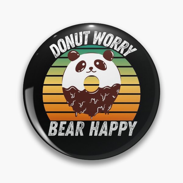 Item preview, Vintage Sunset Donut worry Bear Happy Panda Pun- Cute Animal Friendly Panda - Gift for Panda Lovers and Donut Lovers designed and sold by CaitU.