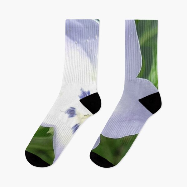 Item preview, Royal Purple and White Flower with Green Leaves and Water Droplets designed and sold by FarzT.