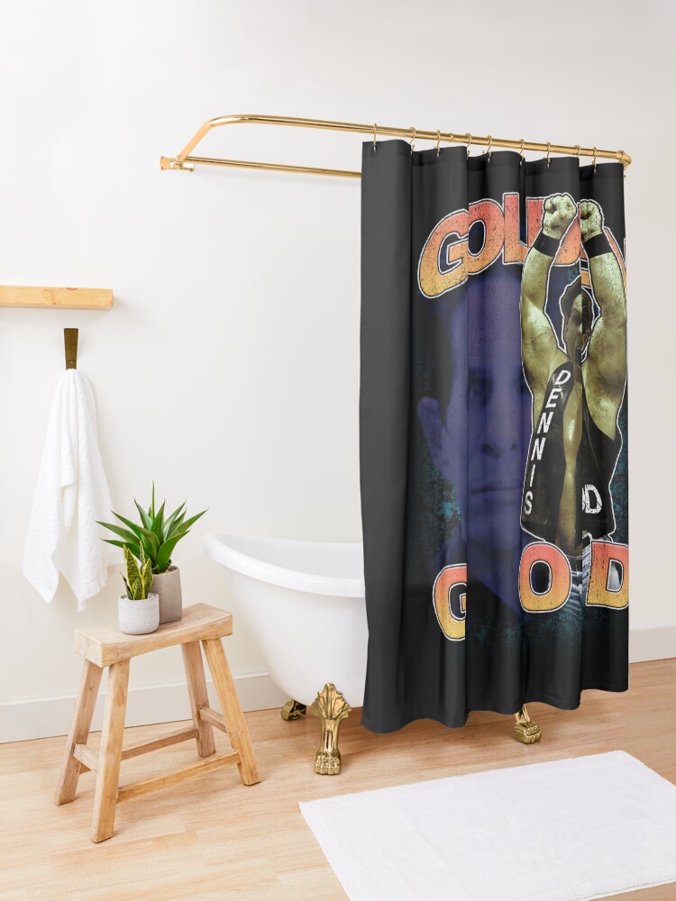 Alternate view of Stone Golden God Shower Curtain