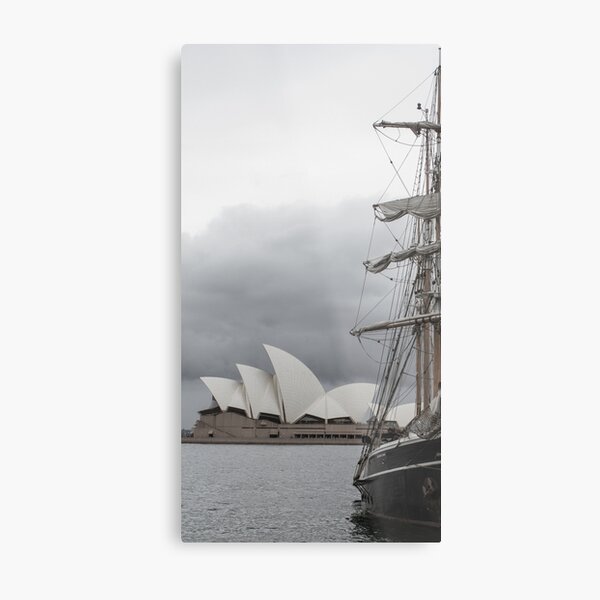 Sail Boat and Opera House Sydney Harbour Sails Metal Print