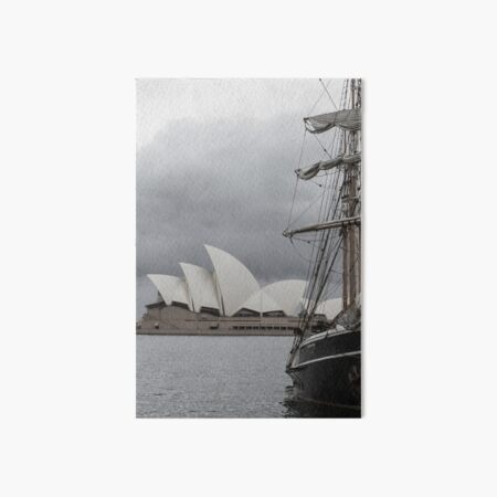 Sail Boat and Opera House Sydney Harbour Sails Art Board Print