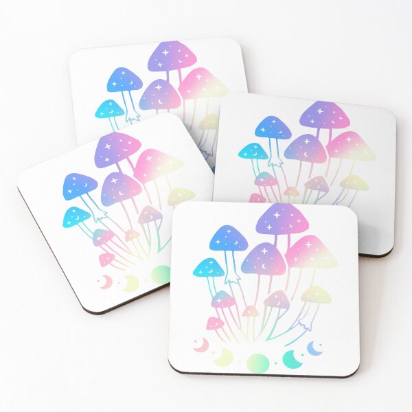 Item preview, Rainbow Colored Whimsical Mushrooms and Moon Phase  designed and sold by Pinkmagenta.