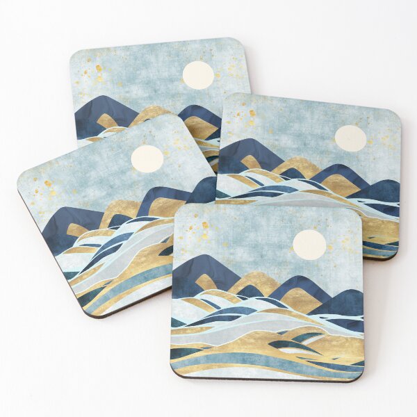Item preview, Abstract landscape with Japanese wave. art background with Texture gold, marble mountains designed and sold by darkmoonlight-.