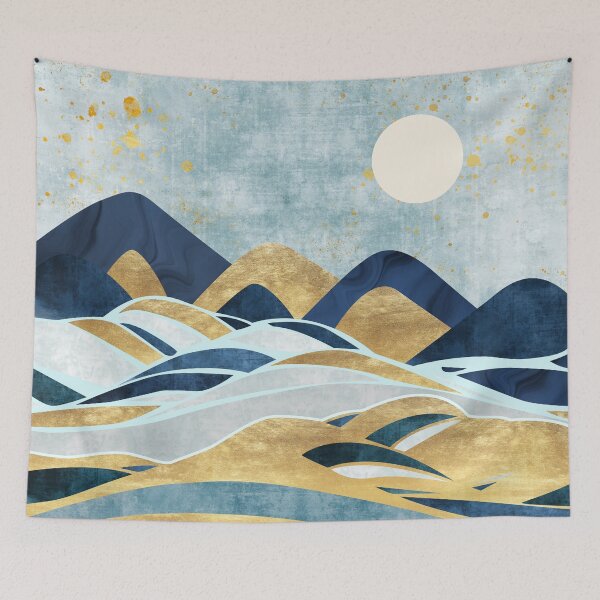 Item preview, Abstract landscape with Japanese wave. art background with Texture gold, marble mountains designed and sold by darkmoonlight-.