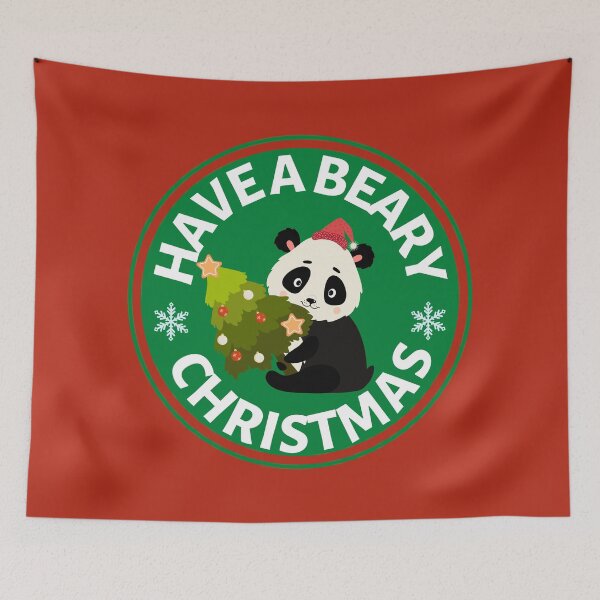 Item preview, Have a Beary Christmas (green)- Cute Animal Friendly Panda - Christmas Panda Bear Gift designed and sold by CaitU.