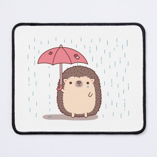 Item preview, Sad Hedgehog Holding Umbrella In Rain Doodle designed and sold by rustydoodle.