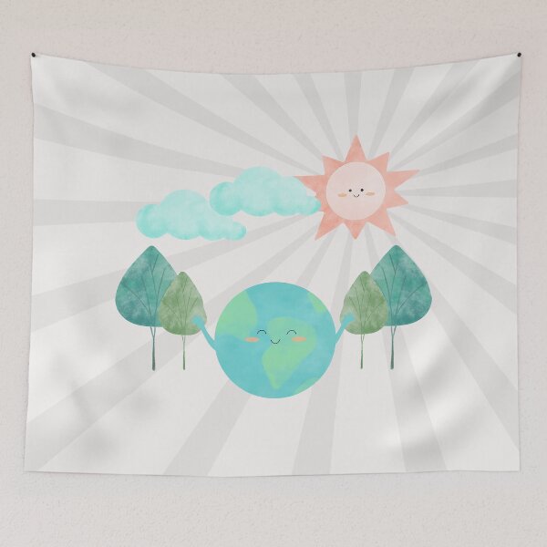 Item preview, Sun, Trees, Clouds, Globe gift for kids boys Girls and - Happy Life - Save the earth designed and sold by stella-shop.