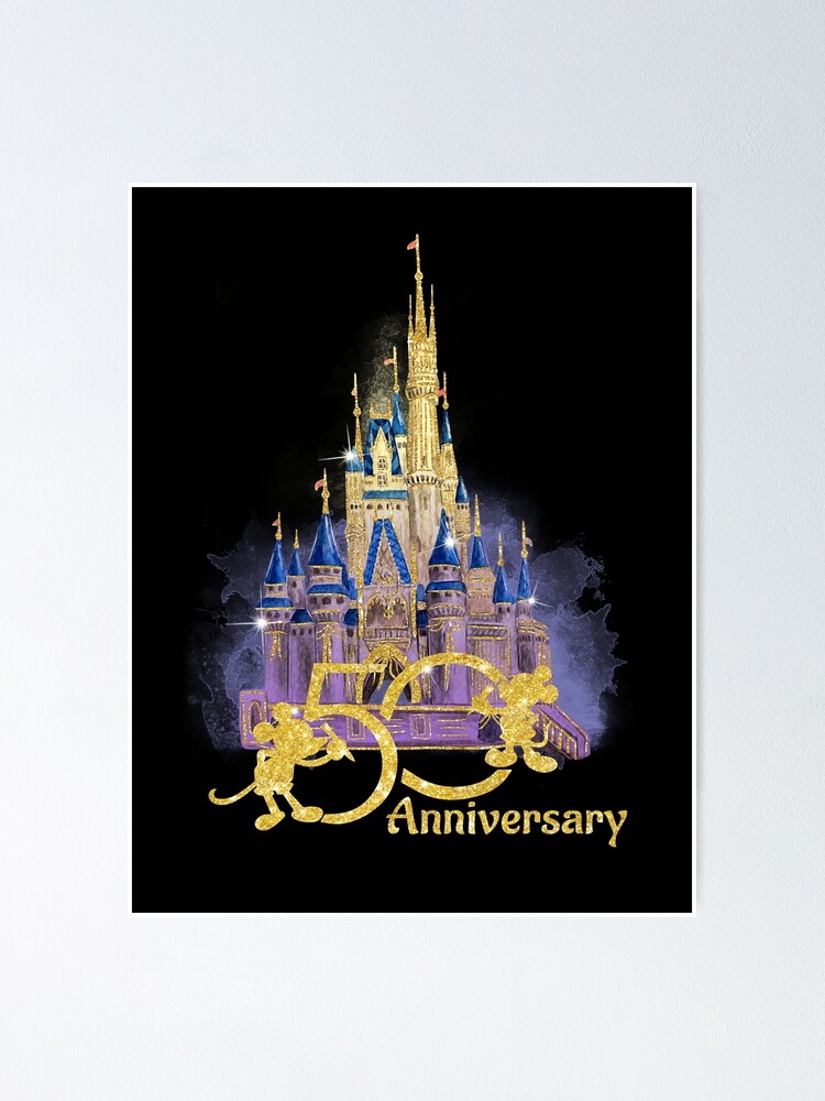 "50th Anniversary Years World Magic Kingdom Castle Light" Poster for