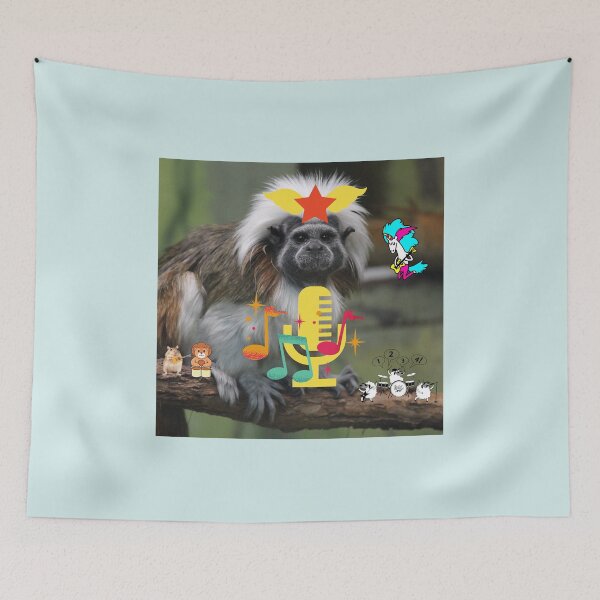 Item preview, Cute, Rock & Roll Monkey Selfie & funny animal band background  designed and sold by haRexia.