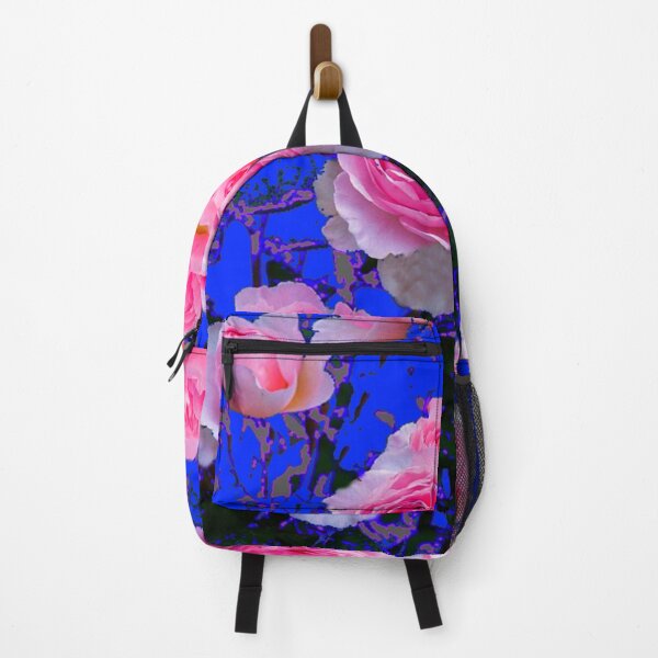 Item preview, CERISE PINK GARDEN ROSES ABSTRACT PATTERN BLUE ART designed and sold by sharlesart.
