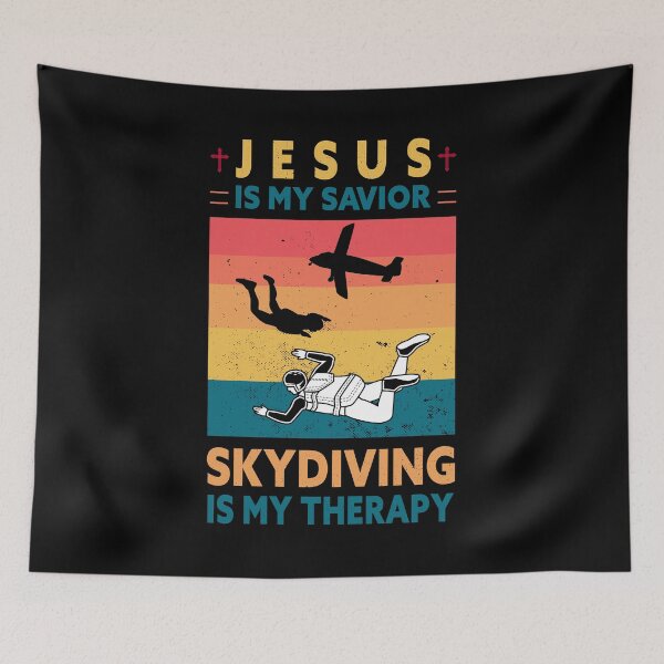 Item preview, Jesus Is My Savior Skydiving Is My Therapy Parachuting Lovers designed and sold by SweetbeStore.
