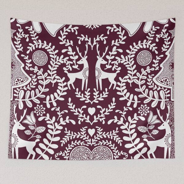 Item preview, christmas damask pattern - burgundy designed and sold by space-kitten.