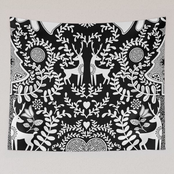 Item preview, christmas damask pattern - black and white designed and sold by space-kitten.