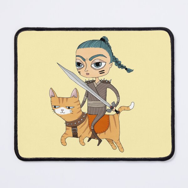 Item preview, Fantasy warrior girl riding orange cat designed and sold by agrapedesign.