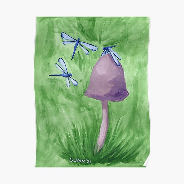 Three Dragonflies Poster