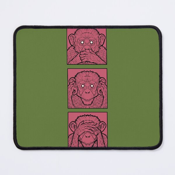 Item preview, Three wise monkeys, hear no evil, see no evil, speak no evil, pink apes designed and sold by weilertsen.