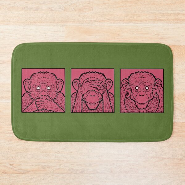 Item preview, Three wise monkeys, hear no evil, see no evil, speak no evil, pink apes designed and sold by weilertsen.