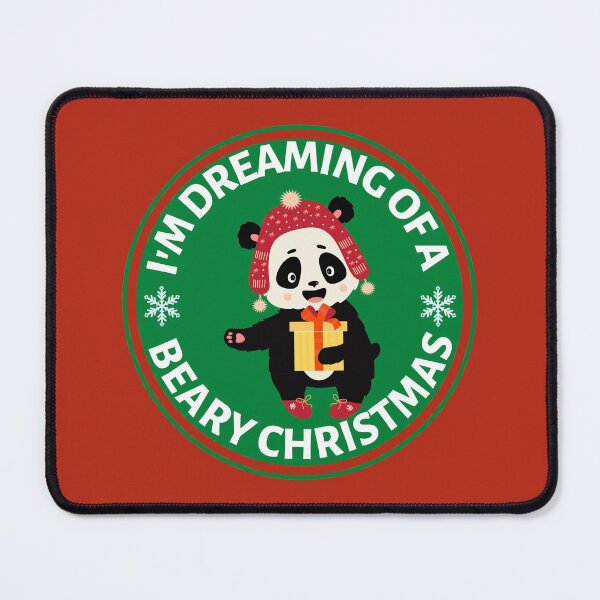 Item preview, Im Dreaming of a Beary Christmas (green)- Cute Animal Friendly Panda - Christmas Panda Bear Gift designed and sold by CaitU.