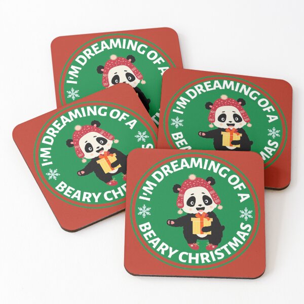 Item preview, Im Dreaming of a Beary Christmas (green)- Cute Animal Friendly Panda - Christmas Panda Bear Gift designed and sold by CaitU.