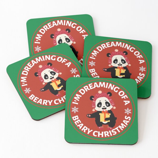 Item preview, Im Dreaming of a Beary Christmas (red)- Cute Animal Friendly Panda - Christmas Panda Bear Gift designed and sold by CaitU.