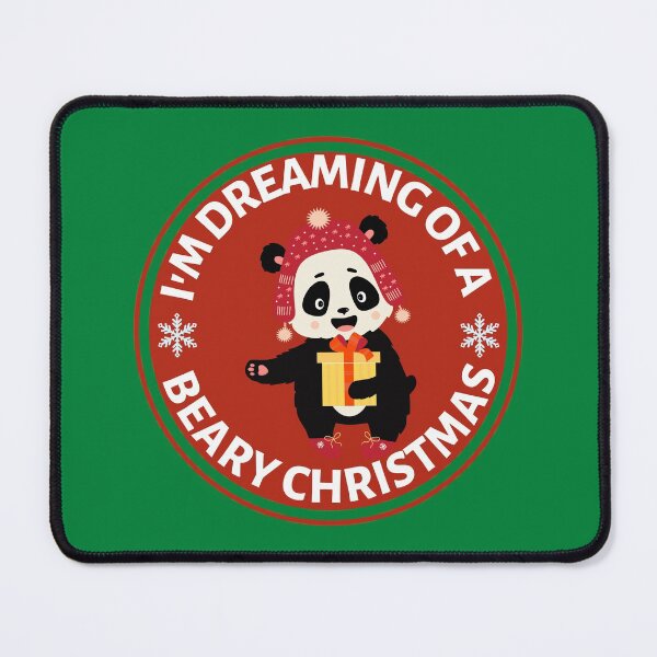 Item preview, Im Dreaming of a Beary Christmas (red)- Cute Animal Friendly Panda - Christmas Panda Bear Gift designed and sold by CaitU.