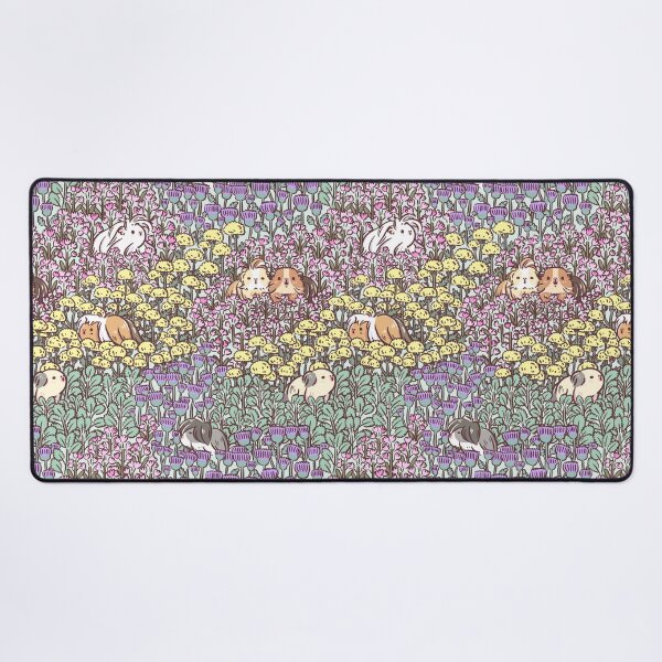 Vista previa del artículo con la obra «Patrón de jardín floral y conejillos de indias de pelo largo», diseñado y vendido por Miri-Noristudio.