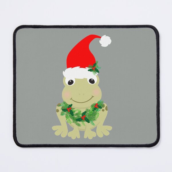 Item preview, Christmas Frog Wearing Santa Hat and Wreath designed and sold by Cedarrue.
