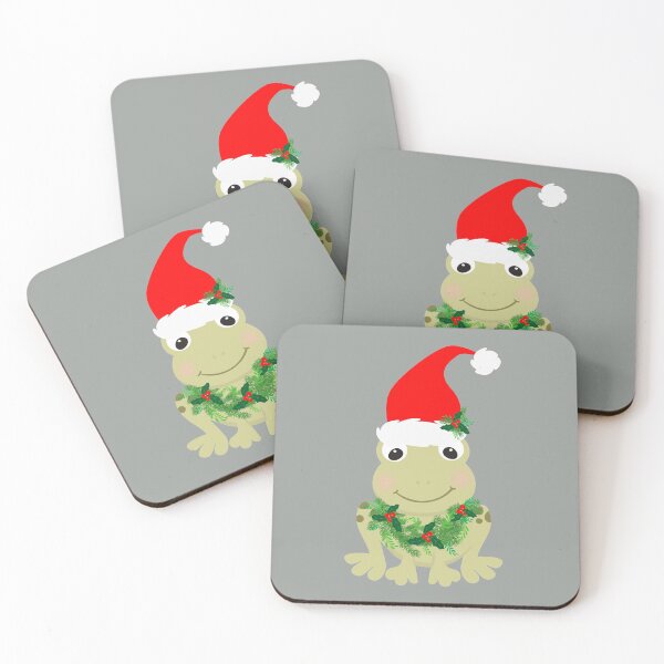 Item preview, Christmas Frog Wearing Santa Hat and Wreath designed and sold by Cedarrue.