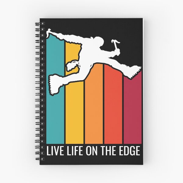 Item preview, Live Life On The Edge. Ice Climbing. Silhouette. Retro Sunset designed and sold by JellyBeenzz.