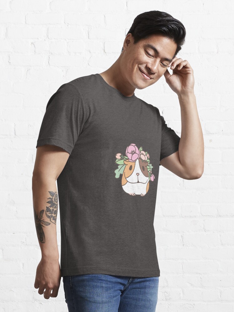 Thumbnail 3 of 7, Essential T-Shirt, Flowers and Guinea pig pattern, spring floral Pattern designed and sold by Miri-Noristudio.