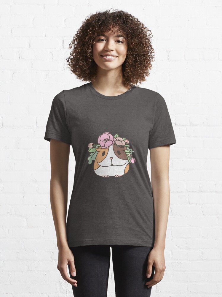 Thumbnail 6 of 7, Essential T-Shirt, Flowers and Guinea pig pattern, spring floral Pattern designed and sold by Miri-Noristudio.