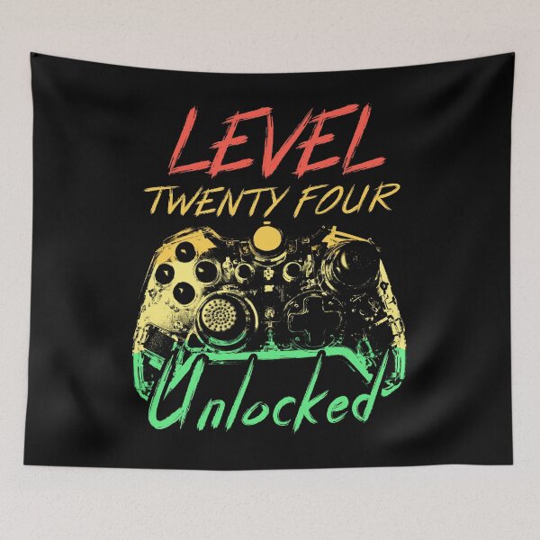 Item preview, Level 24 Unlocked 24 Years Old Retro 24th Gamer Birthday  designed and sold by TranscendFlow.