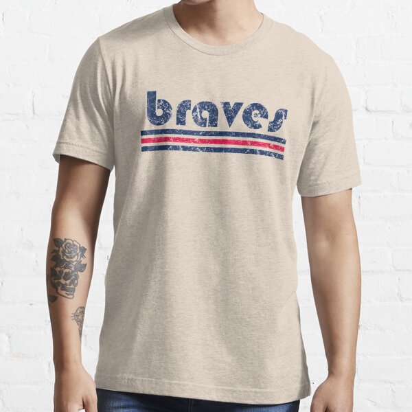 Vintage Braves Retro Three Stripe Weathered Essential T-Shirt for Sale by  donnaeeqs624