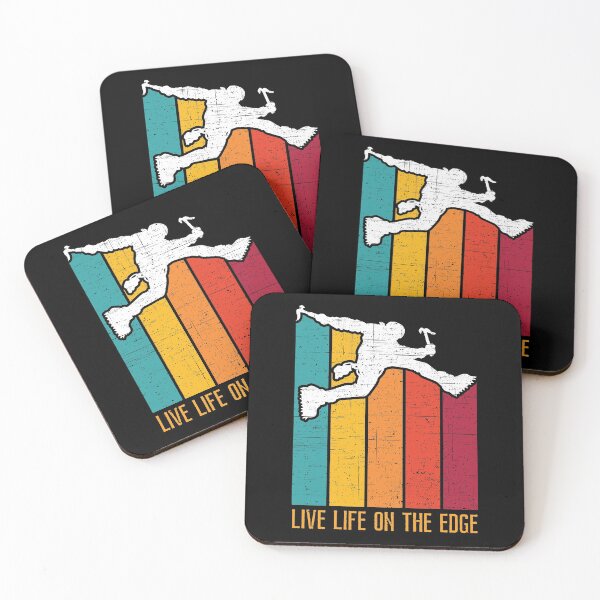 Item preview, Live Life On The Edge. Ice Climbing. Silhouette. Retro Sunset. Grunge designed and sold by JellyBeenzz.