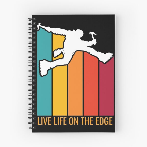 Item preview, Live Life On The Edge. Ice Climbing. Silhouette. Retro Sunset designed and sold by JellyBeenzz.