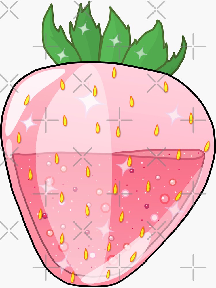 "Strawberry Kawaii Crystal" Sticker for Sale by lazarosdesign Redbubble