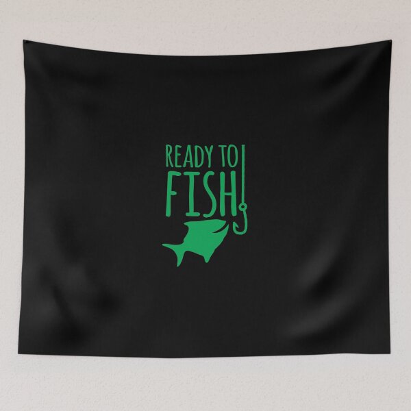 Item preview, READY TO FISH in green with fishy and hook designed and sold by jazzydevil.