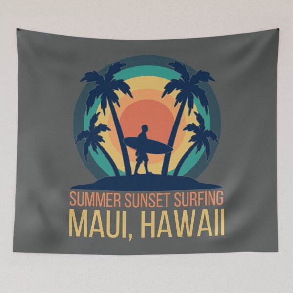 Item preview, Summer Sunset Surfing. Maui, Hawaii. Retro designed and sold by JellyBeenzz.