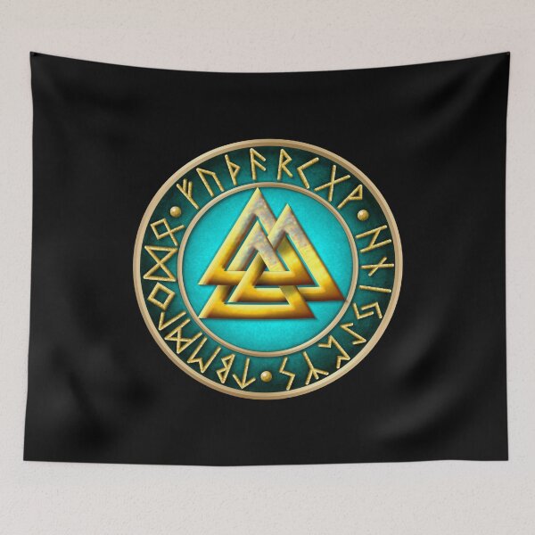 Item preview, Norse Valknut Runes - Teal designed and sold by Naumaddic Arts.
