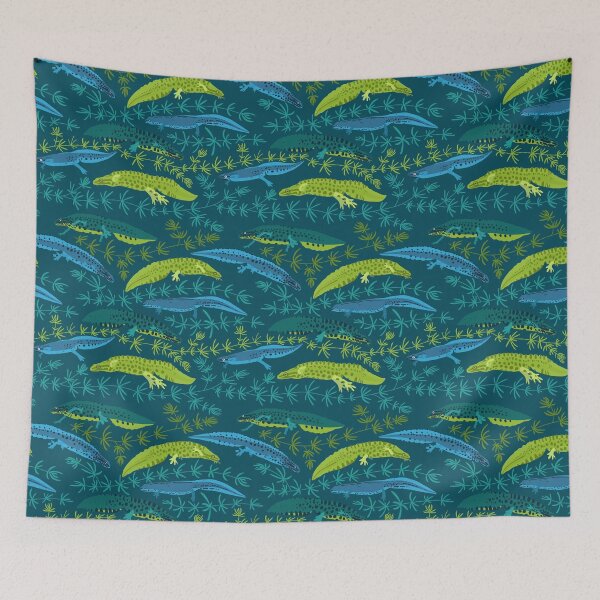 Item preview, newt pattern - blue designed and sold by space-kitten.