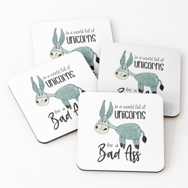 Item preview, In a world full of unicorns be a bad ass - funny quotes,  funny donkey designed and sold by Delandor.