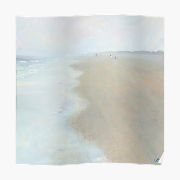 'Misty Morning Walk - Tenby' in acrylics Poster