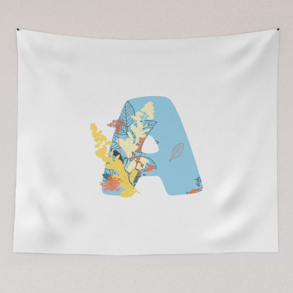 Item preview, Floral Monogram | Blue A designed and sold by MillwoodEngrave.