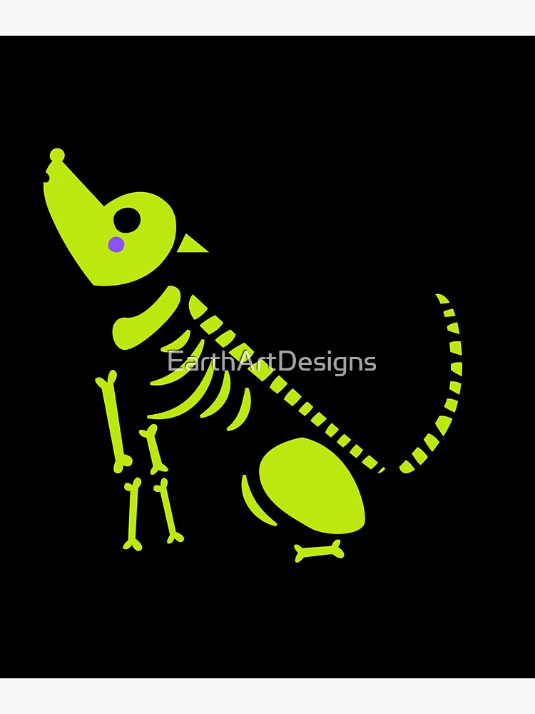 "Neon Green Skeleton Howling Wolf Simple Bold Design" Sticker for Sale