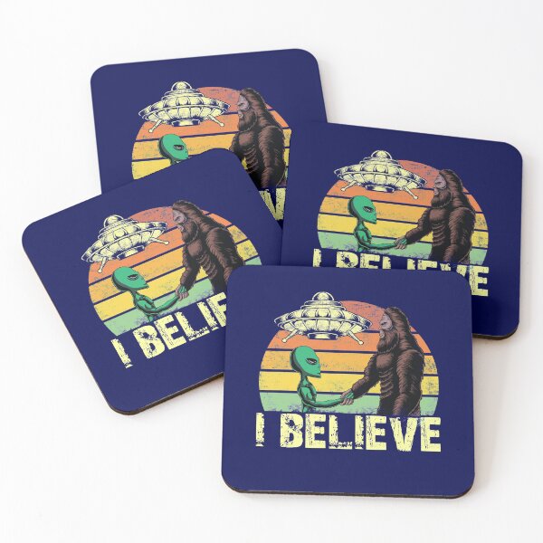 Item preview, I Believe Bigfoot and Alien Believer Retro Vintage Distressed Style designed and sold by niftee.
