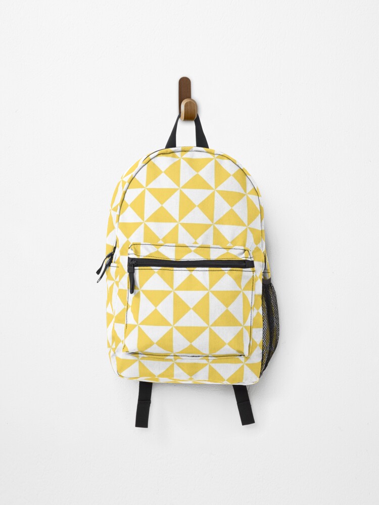 Thumbnail 1 of 3, Backpack, Mustard Yellow Alternating Triangles Pattern designed and sold by rewstudio.